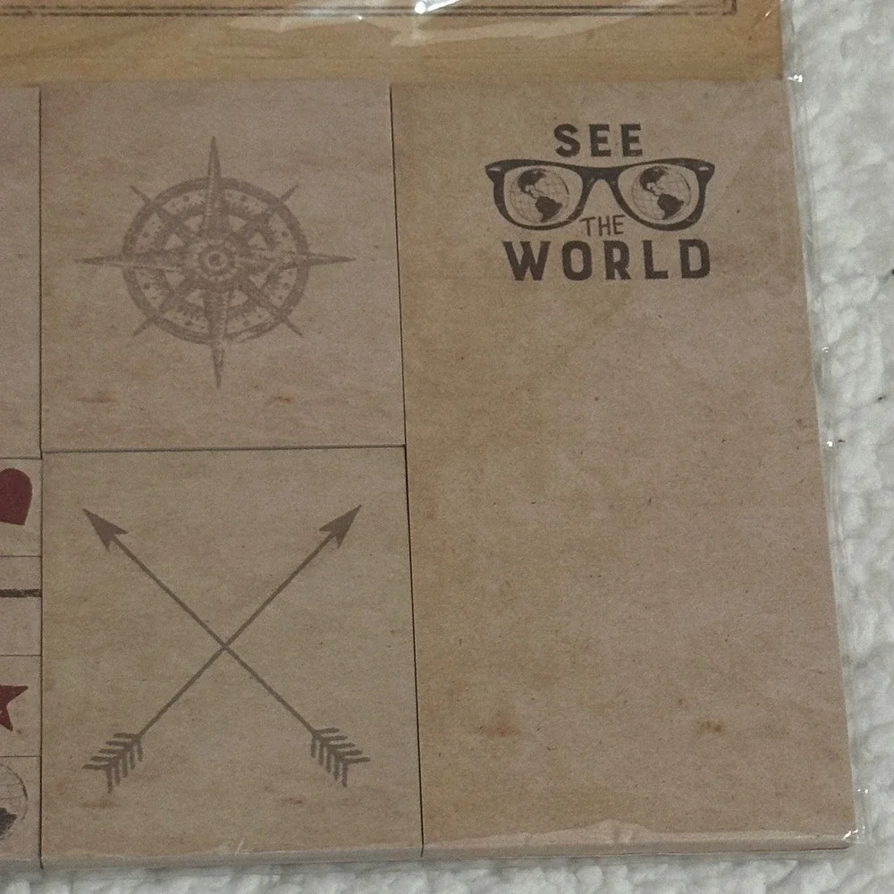 Primitives by Kathy Travel Sticky Note Set 480 Count Kraft Paper Wanderlust New